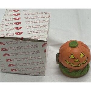 Vintage Oriental Trading Halloween Jack O Latern Ceramic Decoration 2” RARE